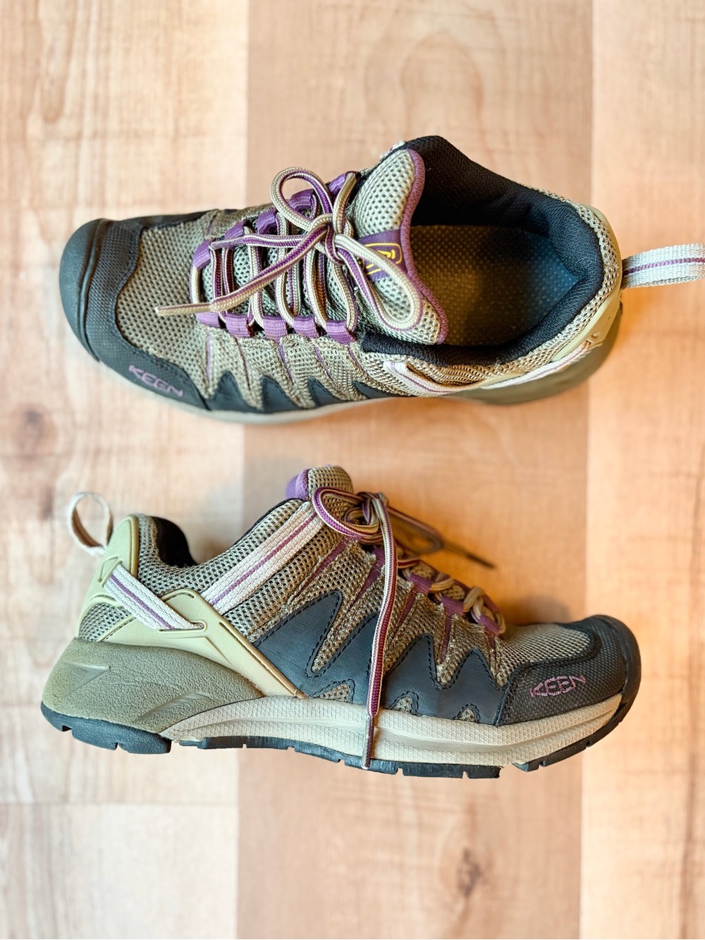 KEEN Women's Targhee Vent Olive Green & Purple Hiking Trail Shoes Size 7